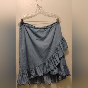 Metrowear Blue Ruffled Denim Skirt